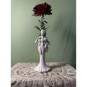 Vintage 50's Glam Lady White Ceramic Bud Vase Ruben Originals